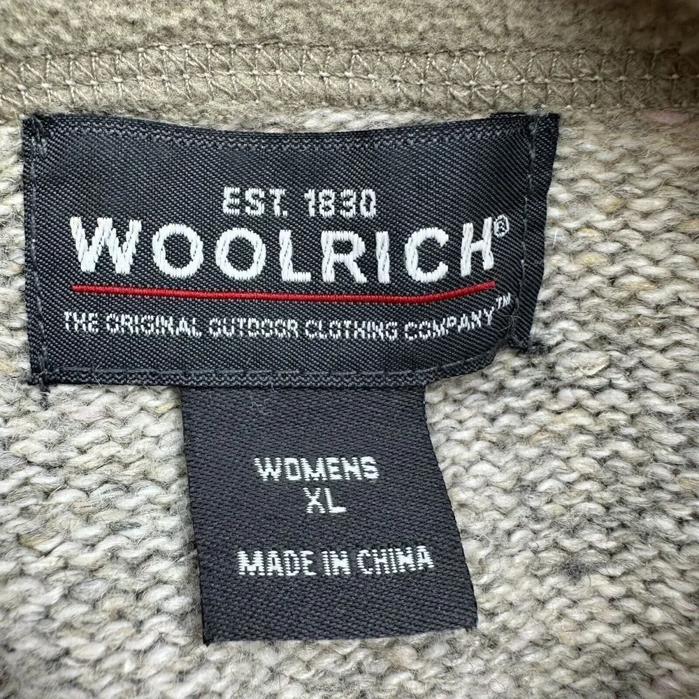 Woolrich Casual Sweater Womens XL Beige Heather Mock Neck 1/4 Zip Long Sleeve‎